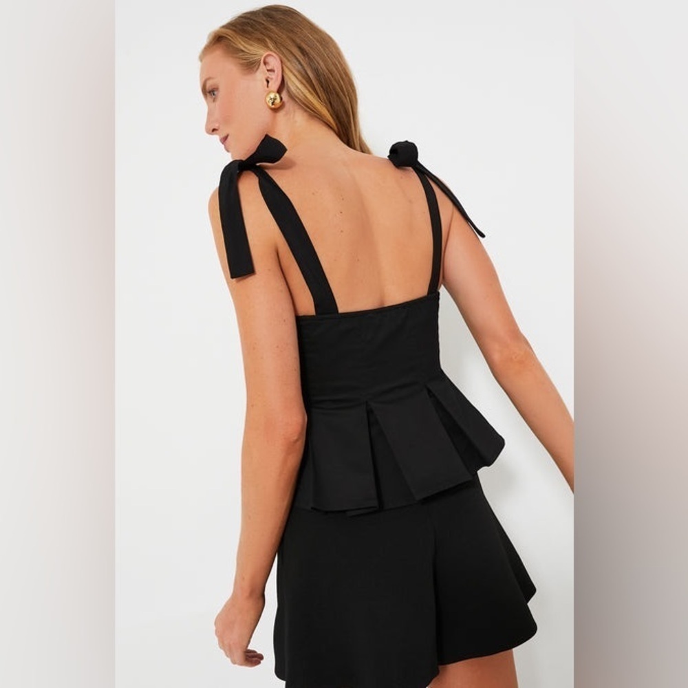 Hyacinth House Ophelia Bustier Top Black Size XXL NWT Cotton Peplum Tie Straps - Picture 3 of 9